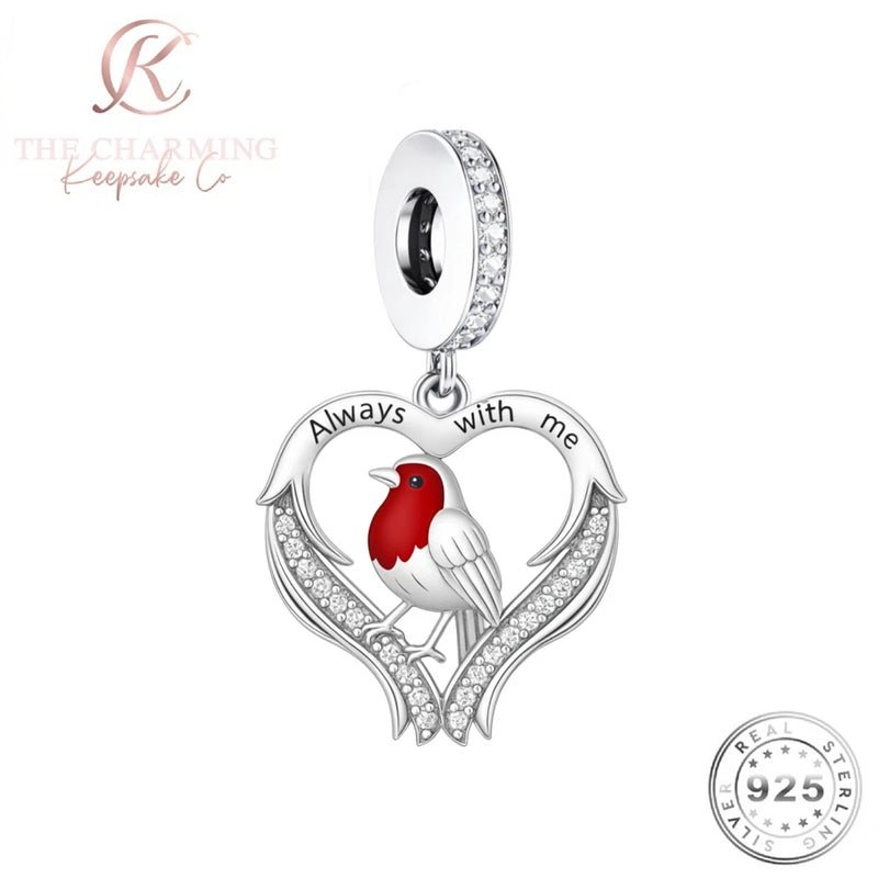 Robin Bird Charm Genuine 925 Sterling Silver Bead - Guardian Angel / Memorial Charms