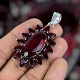 Garnet Gemstone Handmade 925 Silver Jewelry Pendent Charms