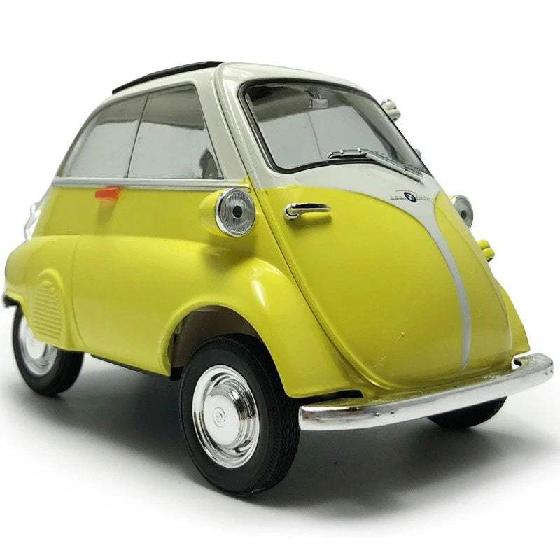 1/18 Vintage Isetta 1955 Model Car Diecast Toy Cars Metal Vehicles Yellow Model