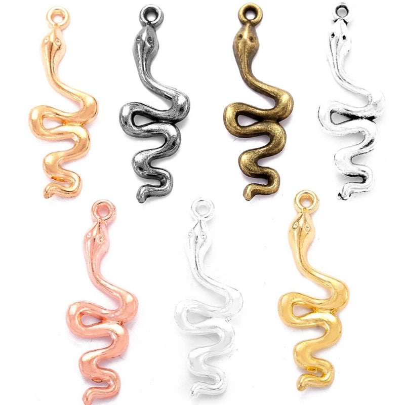 100Pcs Snake Charms Pendant DIY Jewelry Making Accessory for Bracelet Necklace Charms