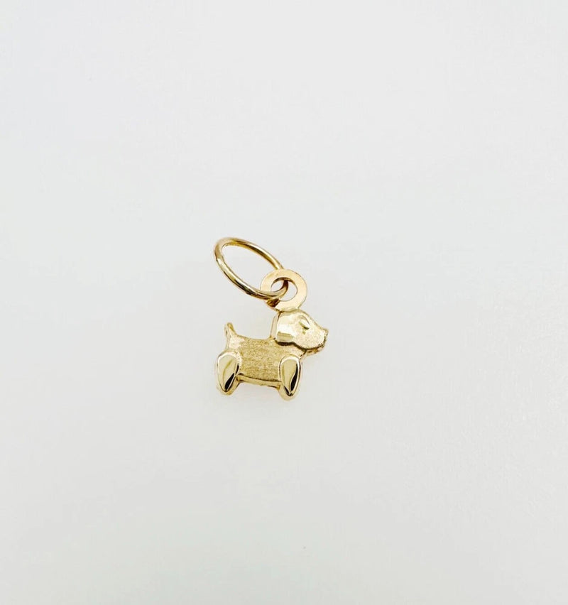 14K Solid Yellow Gold Teeny Tiny - Very Small Dog Puppy Charm Pendant 10x6mm Charms