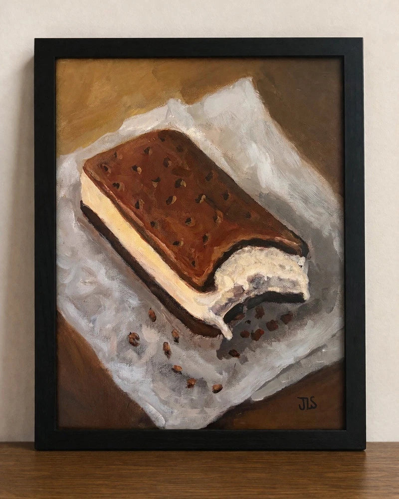 Ice Cream Sandwich Painting Hand Painted Signed Original Framed 11x14 Model