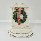 Vintage Sebastian Miniature Christmas Wreath White Sculpture Handcast Display Model