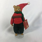 Porcelain Bear Christmas Figurine Red Sweater Hat Scarf Holiday Decor Standing Model