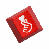 NOVELTY PC FINGER HEART LOVE CHERRY PROFILE DIP DYE LASER PBT KEYCAP BLACK RED Model