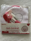 Valentine's Day theme cross stitch kit for ages 8 and up, brand new in pkg. Model
