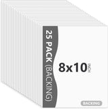 25 Pack Backing Boards, 8X10 Uncut White Mats Matboards Model
