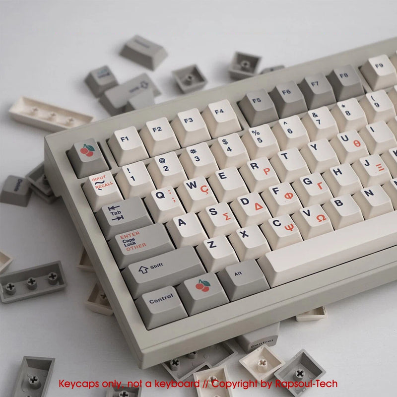 Retro White Gray PBT Keycaps Set Greek Antiquity for MX Mechanical Keyboards Model