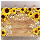 7x5ft Sunflower Wooden Backdrop Rustic Wood Board Photography Background Model