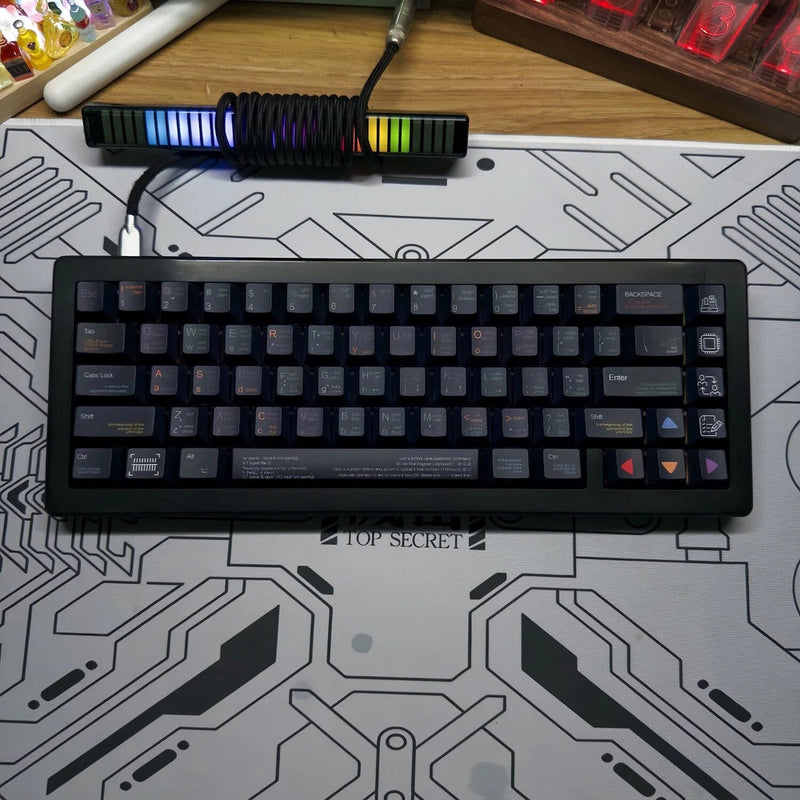 Black Coding Theme PBT Keycap Set Cherry Profile keycaps Model