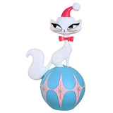 December Diamonds 12 Inch White Cat On Teal Ball Mid Century Modern Figurine Model