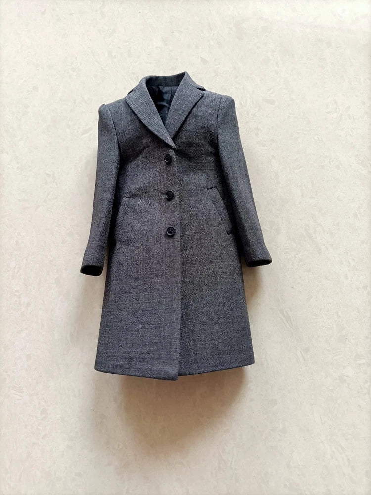 1/6 Scale Male Grey / Black Long Coat Clothes Model Fit 12" Action Figures Model