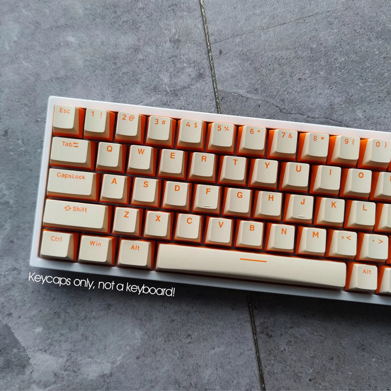 Pudding Orange Yellow Double-shot Keycaps Set PBT for MX Mechanical Keyboards Model