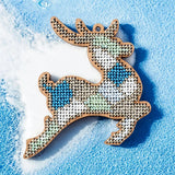 DIY Bead embroidery kit on wood Christmas Decor Deer Craft gift Model