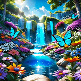 DIY 5D Diamond Art Kit Flowers Butterflies Waterfall Landscape for Adults Decor Model