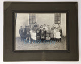 Antique One Room Schoolhouse Class Portrait Photograph on Board Unknown Origin Model