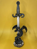 Master Dragon Fantasy Dagger Sword with Skull Display Stand Gothic Decor READ Model
