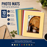 20 Pack 11x14 Mixed Colors Picture Mat Boards Fits 8x10 White Core Bevel Cut Model