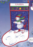 DIY Happy Holly Days Snowman Christmas Count Cross Stitch Stocking Kit Model