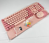 Trueque CK24 Wireless Keyboard Mouse Combo Pink Round Keycap Magnetic Wrist Rest Model