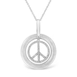 Elegant .07ct Diamond Accent Peace Sign Necklace Charms