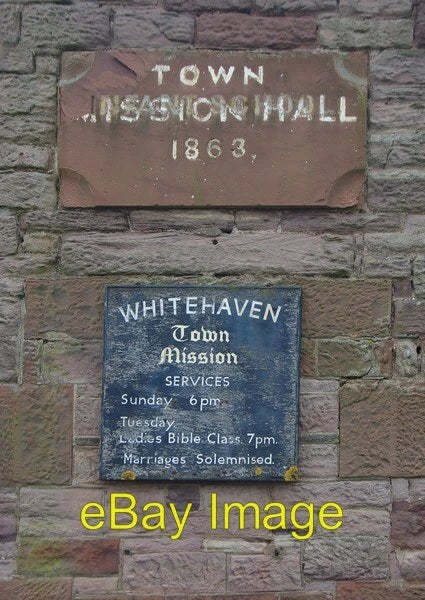 Photo 6x4 Town Mission Hall plaque and notice board Whitehaven Closer exa c2014 Model