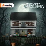 Spooky Moonlight Haunted House Building Blocks Kit 1398Pcs Halloween Decor Model