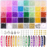 1368PCS Glass Beads 34 Colors Jewelry Making Bracelet DIY Kit Model