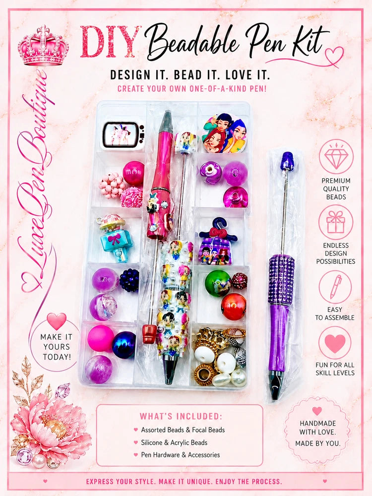 DIY Beadable Pen Making Kit Beads Focal Charms Craft Set Make Your Own Pen Model