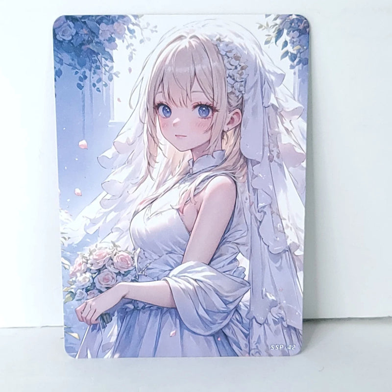 Blonde Bride Wedding Sunlight Waifu Card Anime Girl Wall Art Oversized Board A5 Model