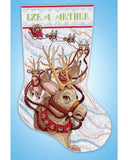 DIY Design Works Reindeer Ride Christmas Counted Cross Stitch Stocking Kit Model