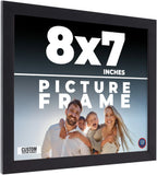 8x7 Frame Black Real Wood Picture Frame Width 0.75 inches | Interior Frame Depth Model