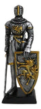 Medieval Knight In Suit Of Armor With Sword And Heraldry Shield Mini Figurine Model