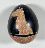 Vintage Kisii Soapstone Giraffe Egg Trinket Box Kenya African Folk Art 3" Model