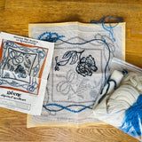 Greene Objects of Needleart Blue Floral Crewel Embroidery Kit Design by Brindell Model