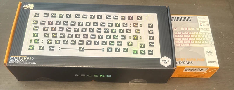 Glorious Gaming Gmmk Pro 75% Barebones White With GBPT Aura RGB Keycaps New Model