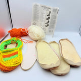Vintage DIY Slipper Sox Kit Mens Small Leather Soles Yarn Patterns MacIver Co Model