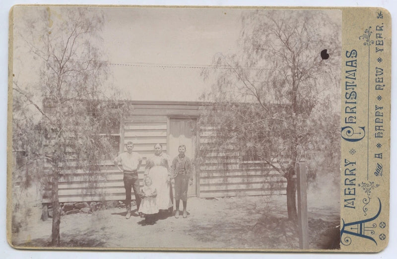 C1902 CABINET PHOTOGRAPH WEATHER BOARD HOUSE FAMILY AT FRONT RIVERLAND SA N484. Model