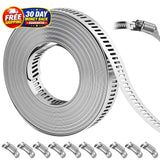 16 FT DIY Hose Clamps Assortment Kit,304 Stainless Steel Silver Model
