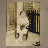 Circa 1900s Mounted Board Photo Girl With Her Bunny Rabbit Rocking Chair Porch Model
