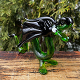 Green Glass Dragon Figurine Hand Blown Fantasy Art Glass Decor Gift Model