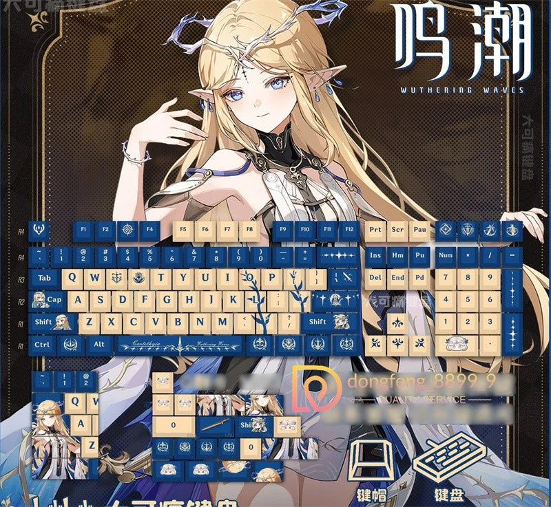 Wuthering Waves Cartethyia Keycap 129 Keys PBT Cherry MX Mechanical Keypad Gifts Model