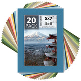 4x6 20 Pack 5x7 Mixed Colors Photo Mat Boards White Core DIY Picture Framing Art Model