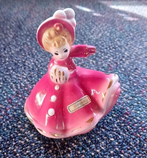 Vintage Josef Originals January Birthday Girl Of The Month With Muff Figurine Model