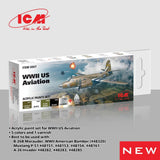 Acrylic Paints Set for WWII US Aviation ICM 3047 Grey, Green, White, Black Model