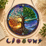 Four Seasons Tree of Life Suncatcher Puzzle DIY Kit, Acrylic Window Hanging Model
