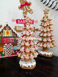 Christmas Glitter Gingerbread Tree Figurine Brown Red Holiday Decor 11" NEW Model