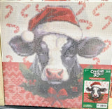 HL Christmas Santa Hat Cow Candy Canes Diamond Painting Kit - Medium Size Model