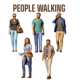 People Walking Resin 3d printed Unpainted Figures Diorama Model RR Set of all 5 Model