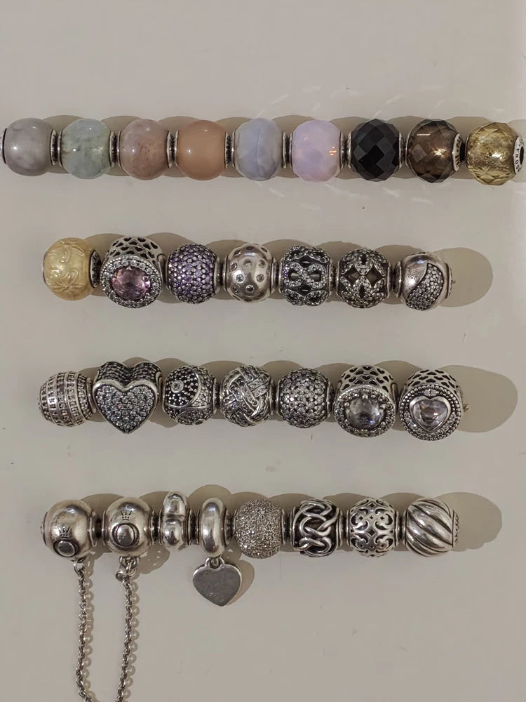 Genuine Pandora Essence Silver Gemstones Charms & Safety Chains Rare Retired Charms